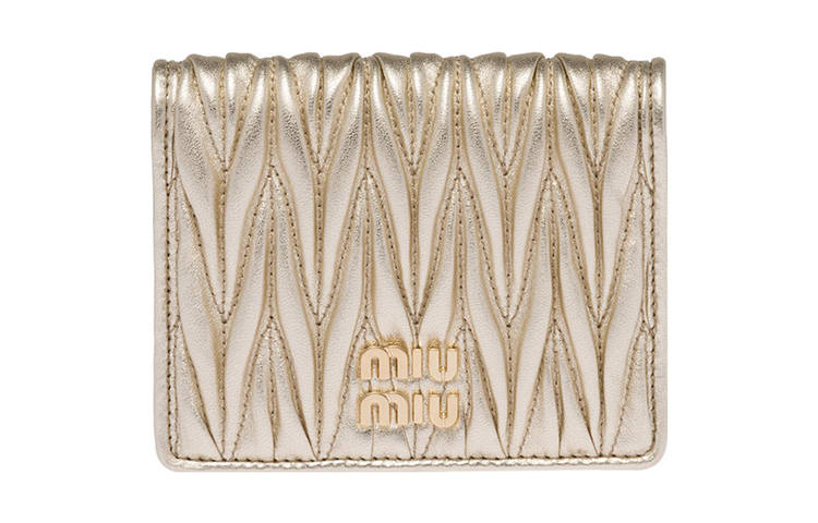 MIU MIU Leather Wallet Women's Gold