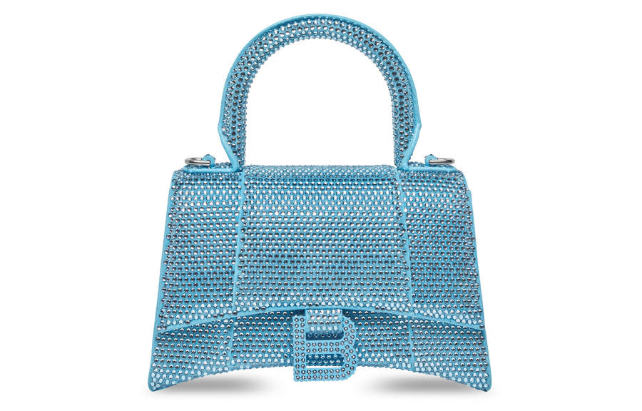 Balenciaga Hourglass Cow Leather Shoulder Bag, Crossbody Bag, Handbag Extra Small Women's Blue