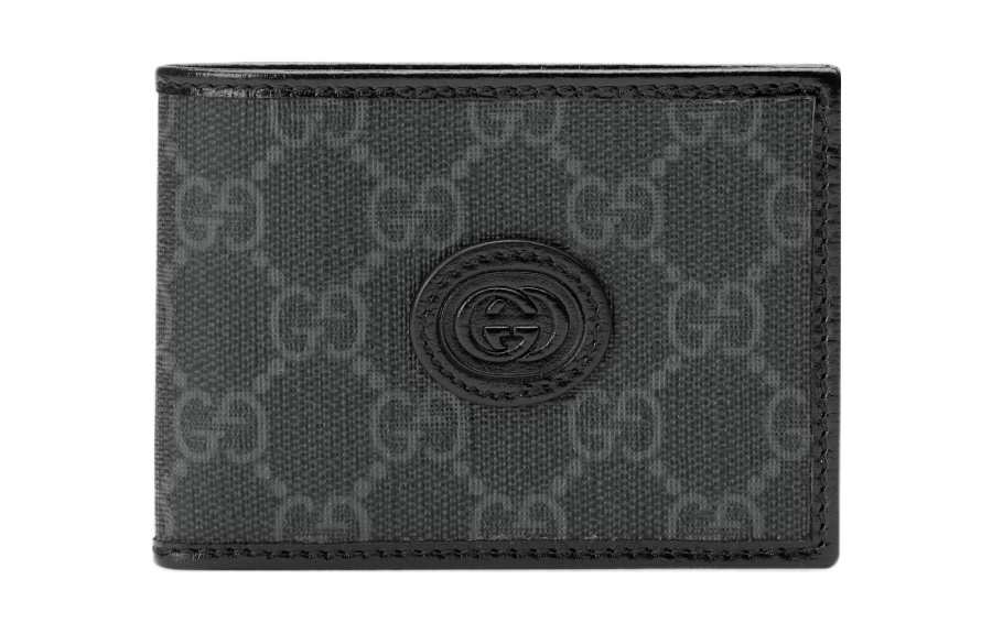 GUCCI GUCCI Interlocking Canvas With Leather Wallet Mini Men's Black