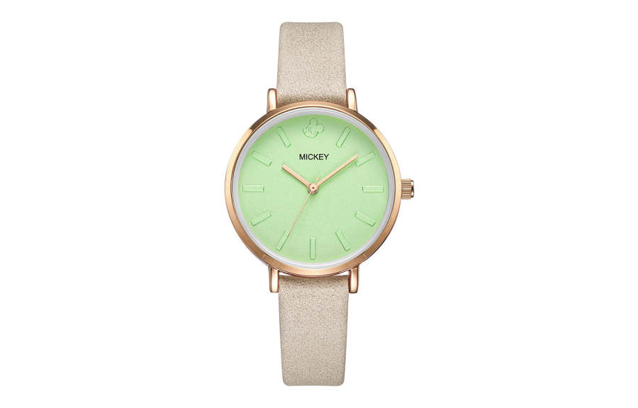 Disney Quartz Movement Leather Strap Watch Women's Watch Green Dial