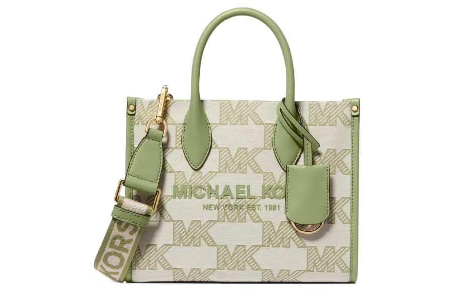 MICHAEL KORS Mirella Polyester Tote Bag, Shopping Bag, Handbag, Shoulder Bag, Crossbody Bag Small Women's Green
