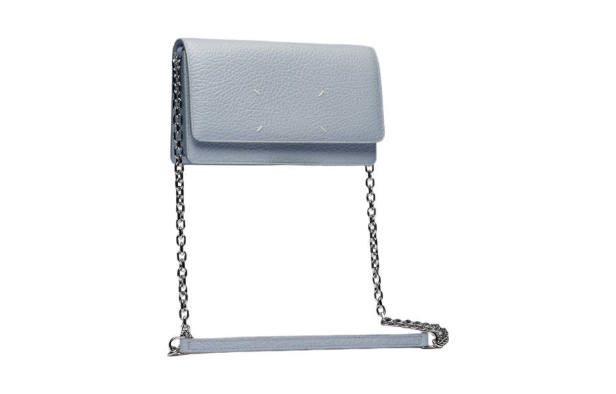 Maison Margiela Grain Leather With Calfskin Wallet Women's Light Blue