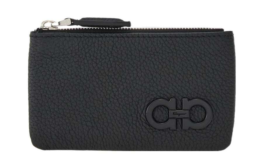 FERRAGAMO Gancini Grain Cow Leather Key Pouch Men's Black