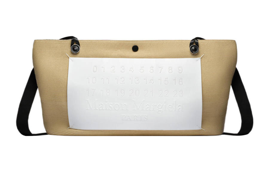 Maison Margiela Cow Leather With Cotton Shopping Bag, Handbag, Shoulder Bag Women's Yellow White Multicolor