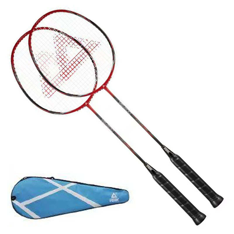 PEAK Full Carbon Badminton Rackets Control Type All around Defense Advanced Level Unisex Pair Of Rackets Black Red