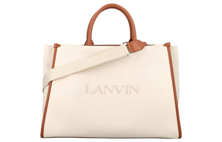 Lanvin Cotton Canvas With Calfskin Trim Tote Bag, Shopping Bag, Canvas Bag, Crossbody Bag, One Shoulder Bag, Handbag