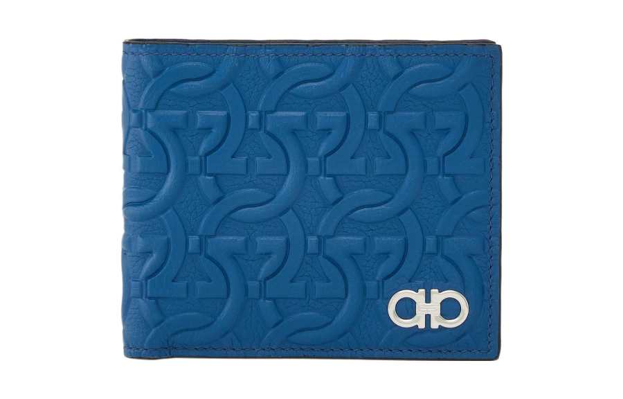 Ferragamo FERRAGAMO Cow Leather Wallet Men's Blue