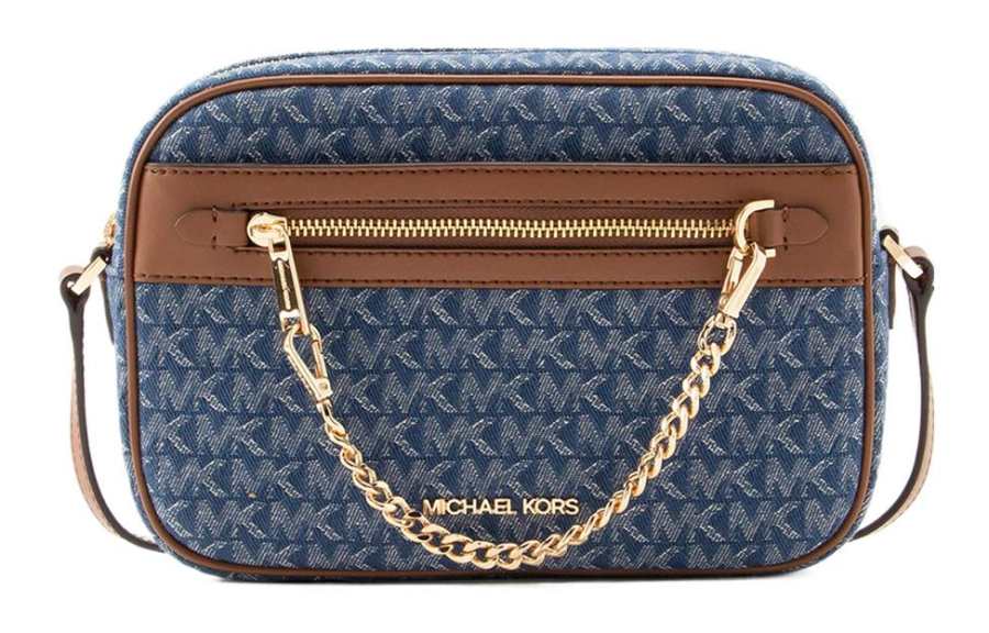 MICHAEL KORS Jet Set Cotton Camera Bag, Shoulder Bag, Crossbody Bag Women's Blue