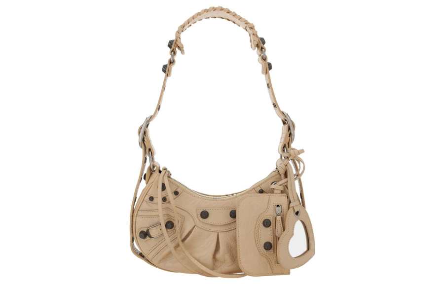 Balenciaga Le Cagole Lambskin Crescent Bag Biker Bag, Shoulder Bag, Crossbody Bag Extra Small Women's Ginger Yellow