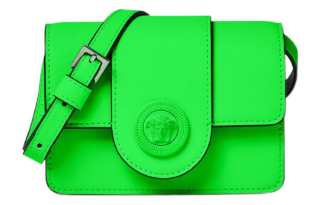 VERSACE Leather Shoulder Bag, Crossbody Bag Mini Men's Green