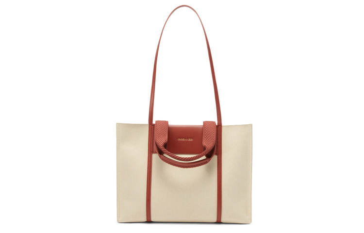 CHARLES&KEITH Silk Scarf Canvas Collection Pu Tote Bag, Shopping Bag, Shoulder Bag Large Women's Multicolor