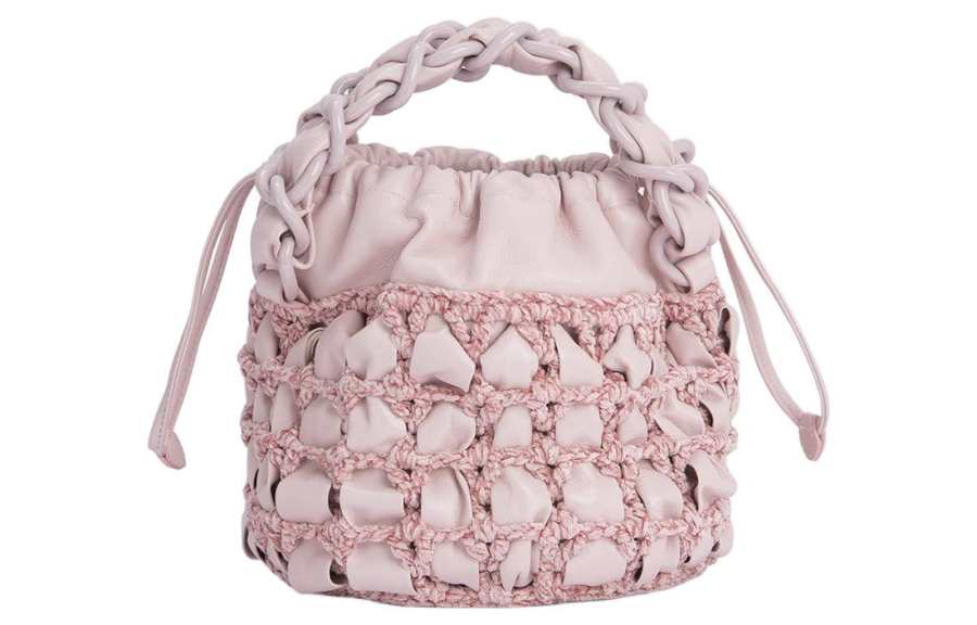 By Far Genuine Leather Bucket Bag Handbag Women's Pink