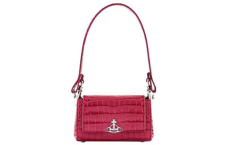 Vivienne Westwood HAZEL Calfskin Shoulder Bag, Baguette Bag, One Shoulder Handbag Small Women's Pink