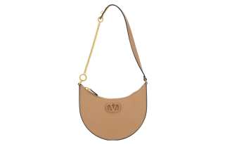 Valentino Vlogo Grain Calfskin Hobo Bag Handbag, Shoulder Bag Mini Women's Cinnamon Pink