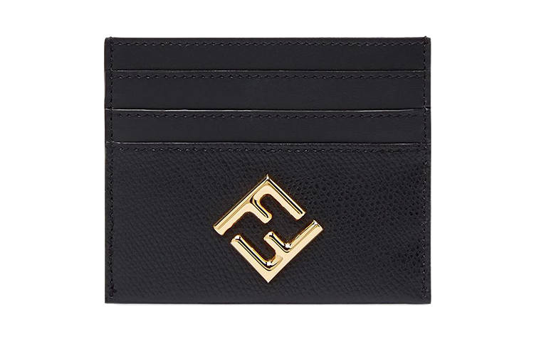 FENDI Calfskin Card Holder Women's Black