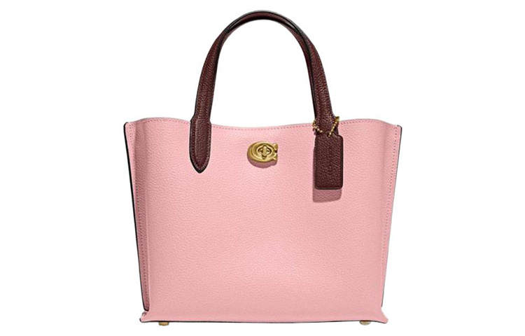 COACH Willow Polished Pebbled Leather One Shoulder Handbag Medium Women's Pink