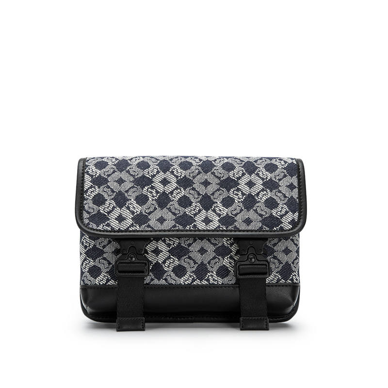 GUDI Fabric Small Square Bag, Shoulder Bag, Crossbody Bag Small Unisex Denim Blue
