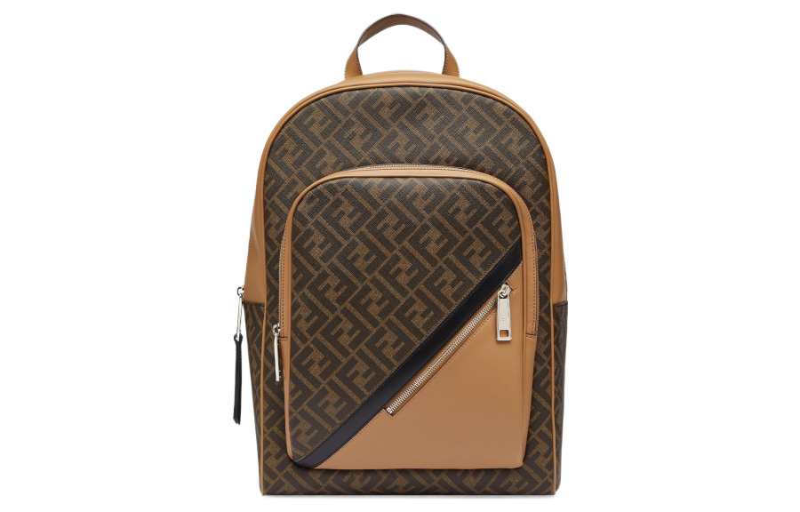 FENDI Cotton With Calfskin Backpack Men's Brown