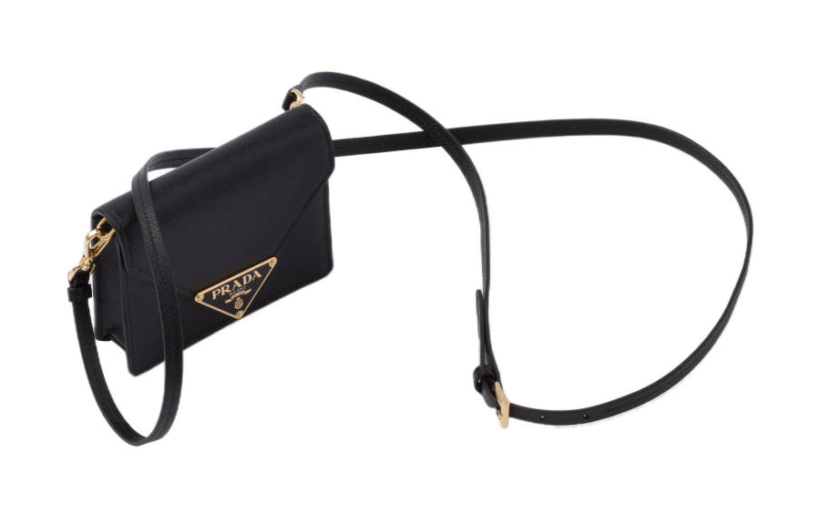 PRADA Cow Leather Shoulder Bag, Crossbody Bag, Card Holder Regular Women's Black