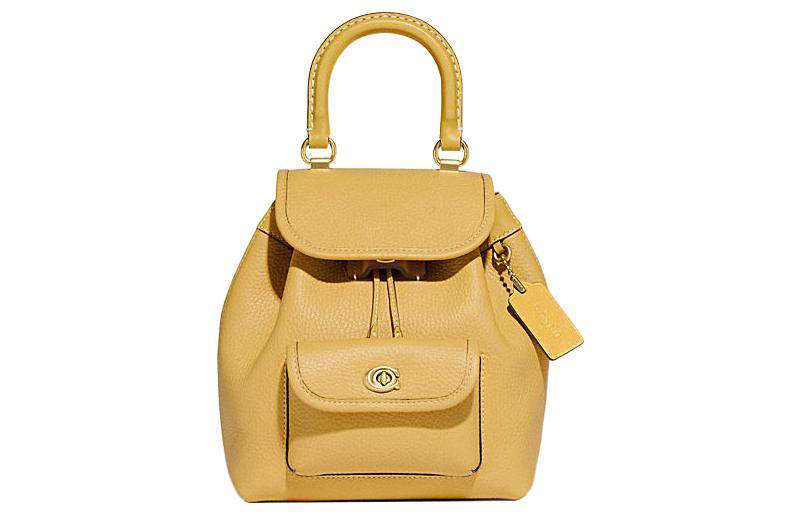 COACH COACH Riya Cow Leather Backpack Medium Women's Yellow