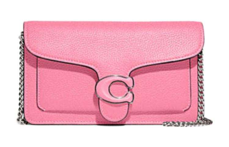 COACH Tabby Pebbled Leather One Shoulder Crossbody Clutch Small Women's Pink