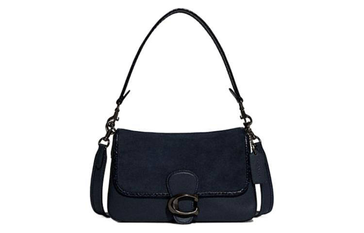 COACH Tabby Cow Leather With Snake Skin Handbag, Shoulder Bag Women's Marine Blue
