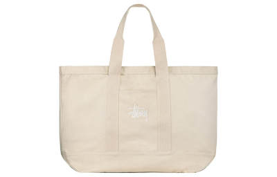 Stussy Cotton Canvas Tote Bag, Shopping Bag, Handbag Extra Large Unisex Ecru
