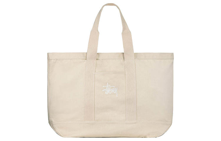 Stussy Cotton Canvas Tote Bag, Shopping Bag, Handbag Extra Large Unisex Ecru