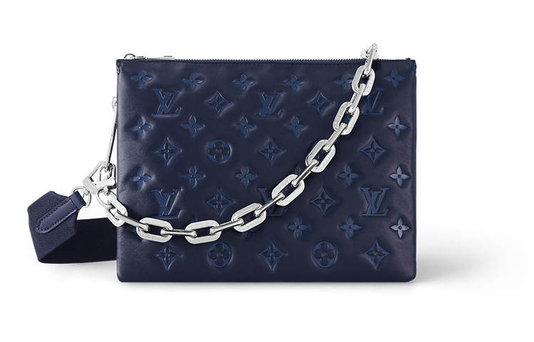 LOUIS VUITTON Coussin Lambskin Chain Bag, Crossbody Bag, Shoulder Bag Small Women's Ocean Blue