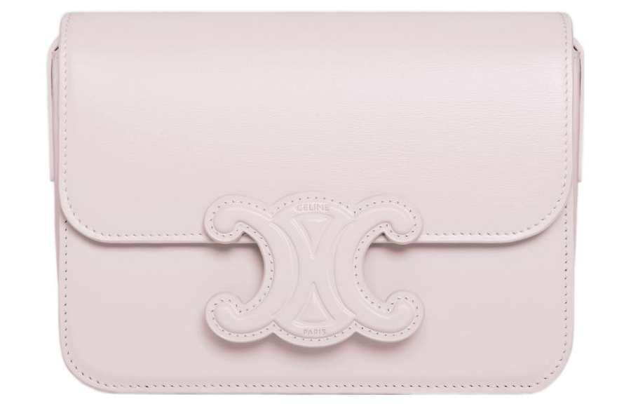 CELINE Triomphe Triumph Gate Cow Leather Shoulder Bag, Crossbody Bag Women's Light Pink