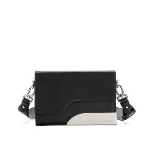 GUDI Microfiber Synthetic Leather Small Square Bag, Box Bag, Shoulder Bag Small Unisex Black