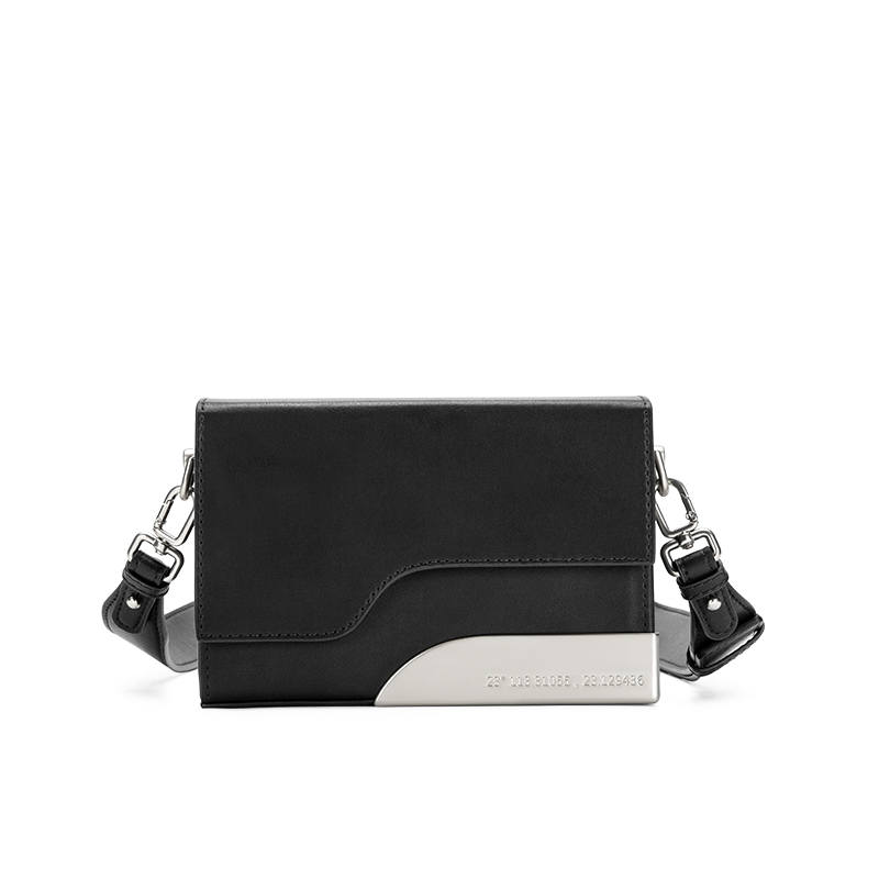 GUDI Microfiber Synthetic Leather Small Square Bag, Box Bag, Shoulder Bag Small Unisex Black