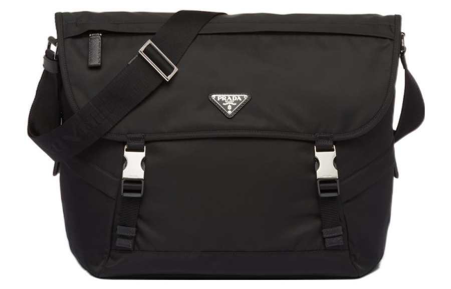 PRADA Fabric Messenger Bag, Crossbody Bag, Shoulder Bag Men's Black