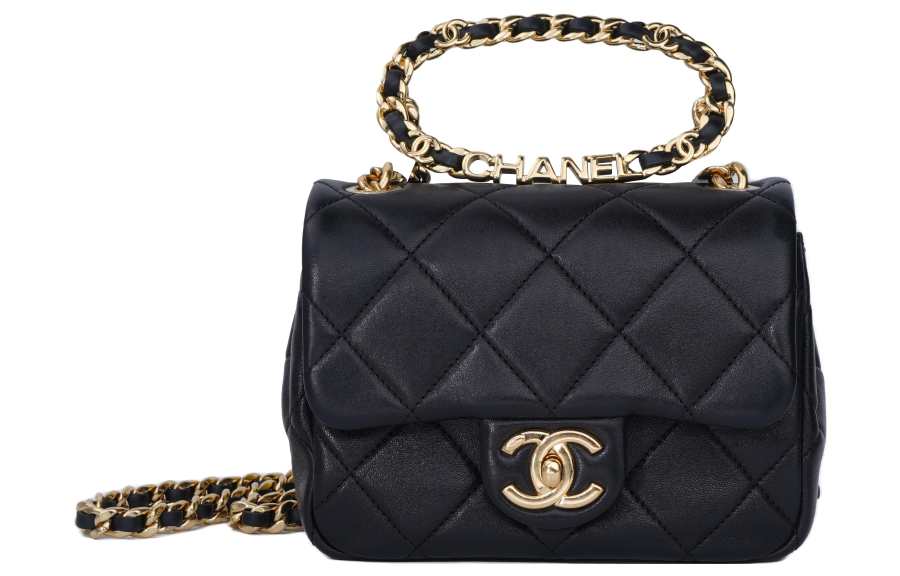 CHANEL Lambskin Flap Bag, Crossbody Bag, Shoulder Bag Mini Women's Black