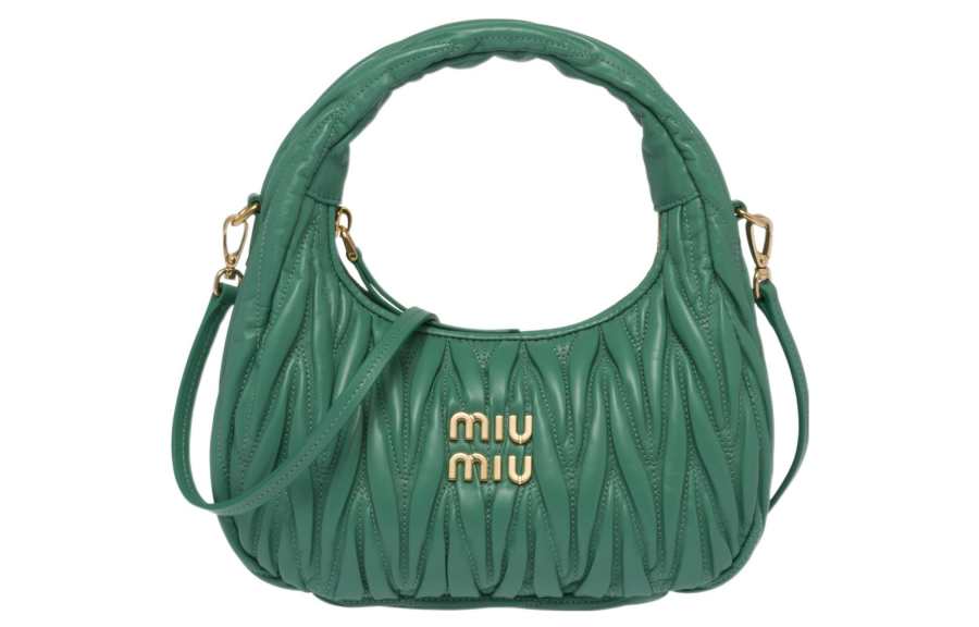 MIU MIU Wander Sheepskin Hobo Bag, Shoulder Bag, Handbag Women's Green
