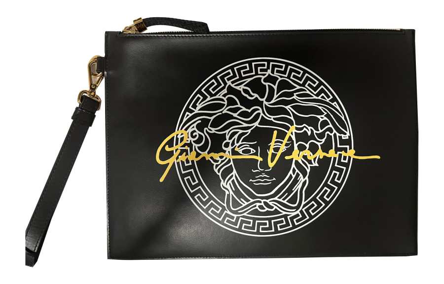 VERSACE VERSACE Cow Leather Clutch Regular Men's Black