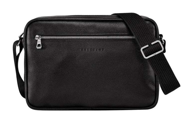 LONGCHAMP Le Foulonné Cow Leather Shoulder Bag, Crossbody Bag Medium Men's Black