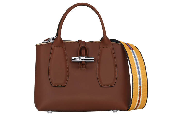 LONGCHAMP Le Roseau Calfskin One Shoulder Handbag Small Women's Brown