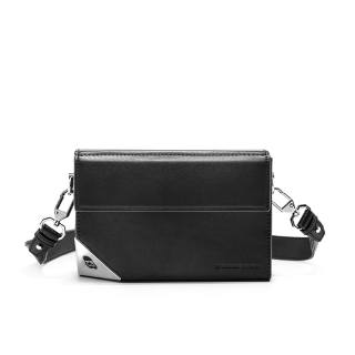 GUDI Microfiber Synthetic Leather Small Square Bag Shoulder Bag Small Unisex Black