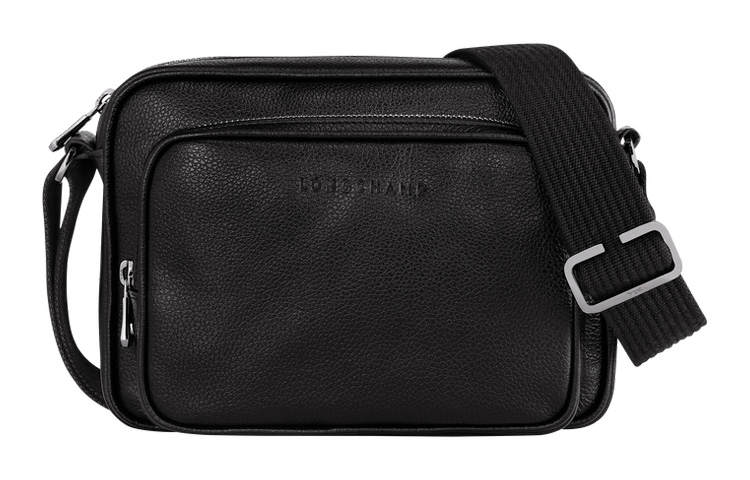 LONGCHAMP Le Foulonné Cow Leather Camera Bag, Crossbody Bag, Shoulder Bag Small Men's Black