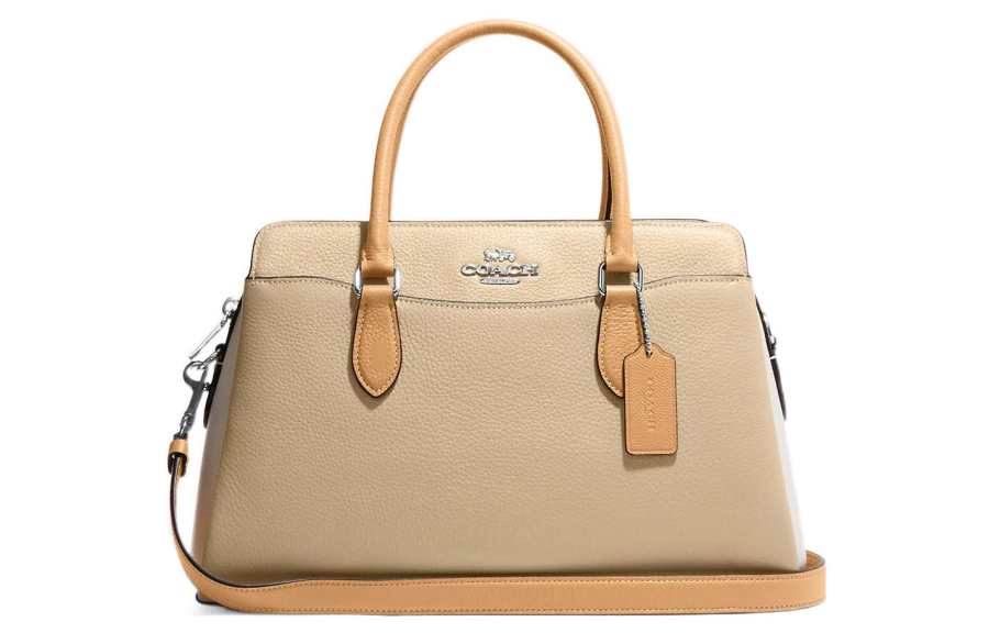 COACH COACH Darcie Pebbled Leather Handbag Large Women's Sandy Beige