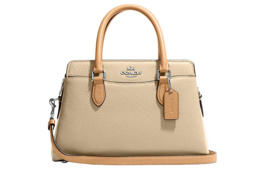 COACH COACH Darcie Refined Pebbled Leather Handbag Regular Women's Beige