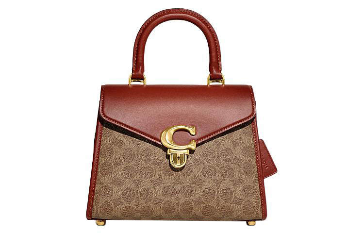 COACH SAMY Cow Leather With PVC Shoulder Bag, Crossbody Bag, Handbag Medium Women's Brown & Red