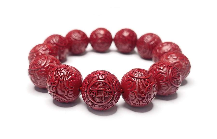 MOUNTAINS AND MANS Reconstructed Cinnabar Beaded Bracelets Men's