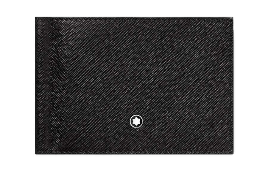 MONTBLANC Saffiano Print Full Grain Cow Leather Wallet Men's Black