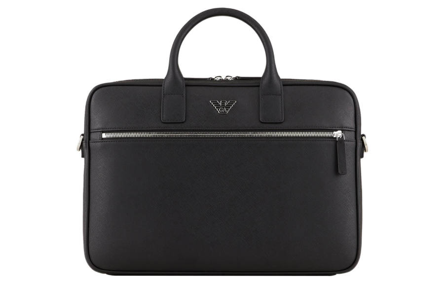 EMPORIO ARMANI Leather Briefcase, Shoulder Bag, Crossbody Bag, Handbag Men's Black