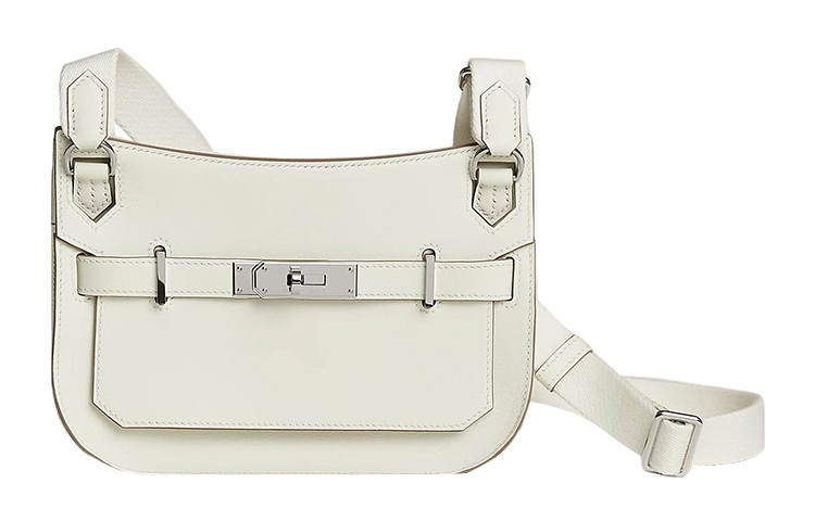 HERMES Jypsiere Swift Calfskin Crossbody Bags Mini Women's Mushroom White