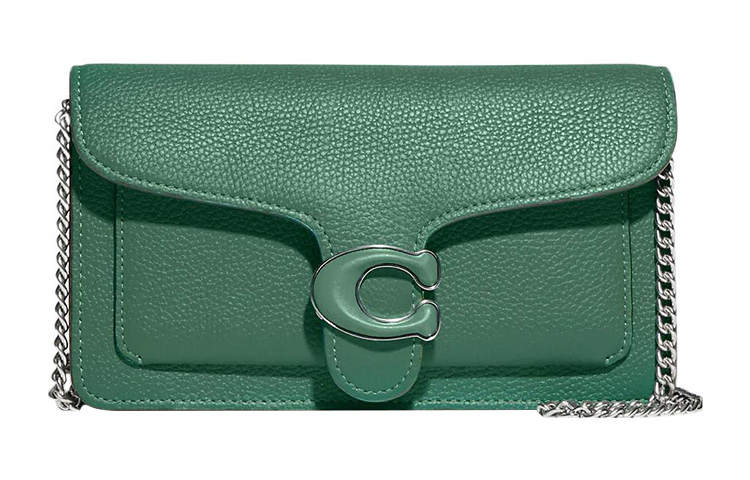 COACH Tabby Pebbled Leather One Shoulder Crossbody Clutch Small Women's Green