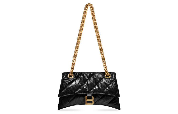 Balenciaga Women's Crush Small Chain Bag Quilted Black