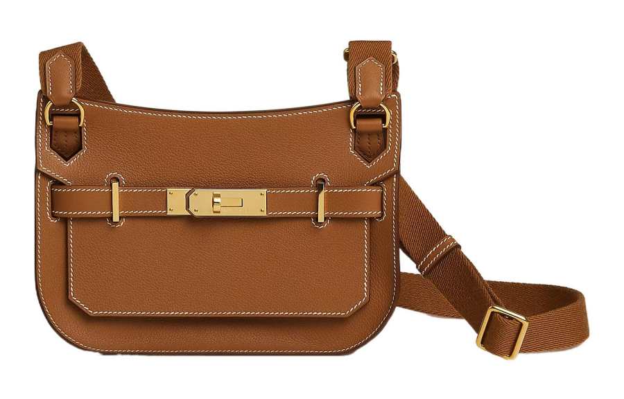 HERMES Jypsiere Evercolor Leather Crossbody Bags Mini Women's Gold Brown
